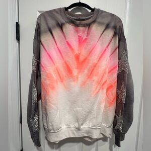 Carmar tie dye crewneck sweatshirt with star embellishment on sleeves